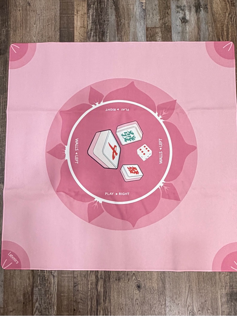 Pink Mahjong Play Mat with Tile Graphics